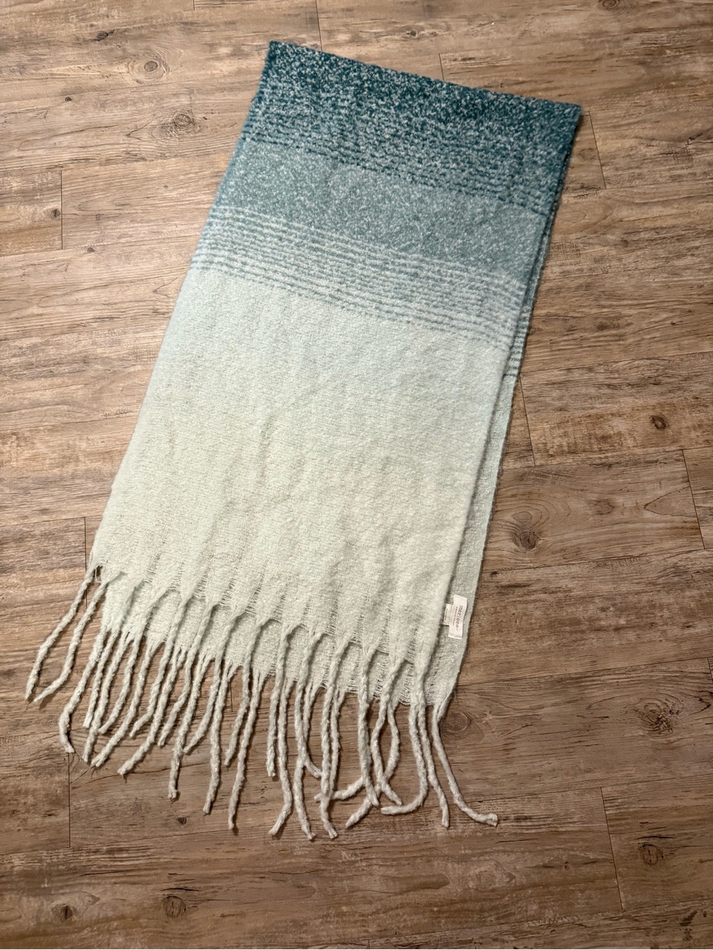 Ombre Fringe Scarf in Teal and Light Blue - Women’s Wrap